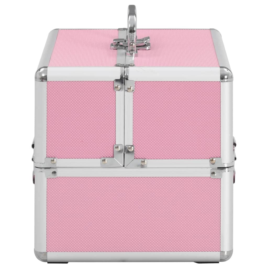 Kosmetikkoffer Aluminium Rosa 22x30x21 cm mit Tragegriff abschließbar ausziehbare Tabletts ideal für Reise Urlaub Handgepäck Makeup Organizer Aufbewahrung Kulturbeutel Necessaire