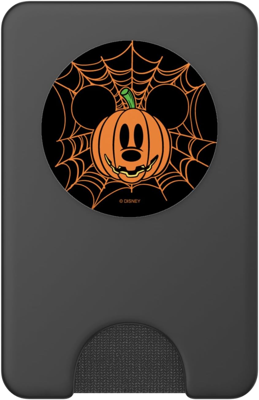 Disney Halloween Mickey Pumpkin Face Spider Web PopSockets PopWallet for MagSafe