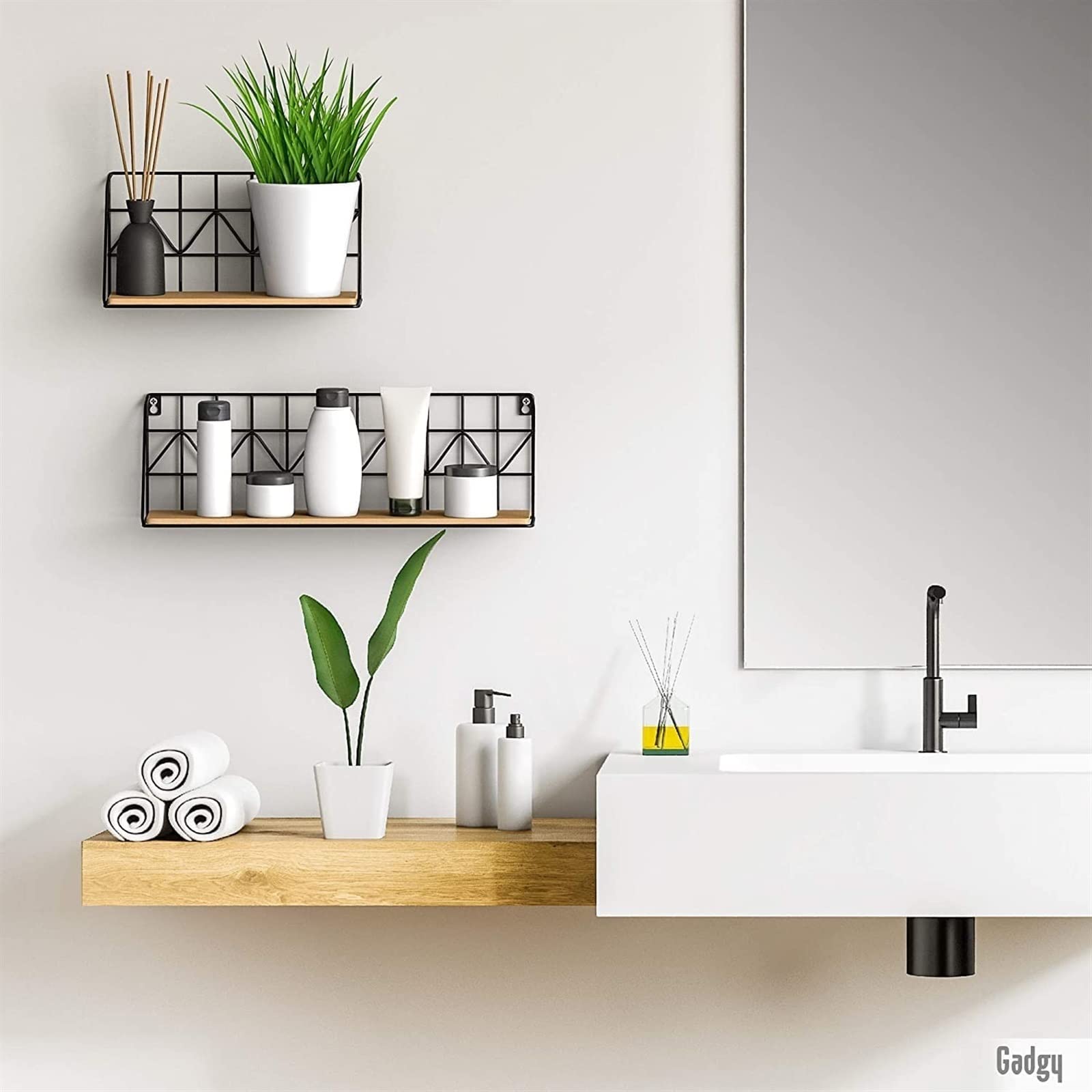 Mensola a Muro Tieyi No-punzonatura Toilette Cucina Portaoggetti da Parete Parete divisoria for cestini