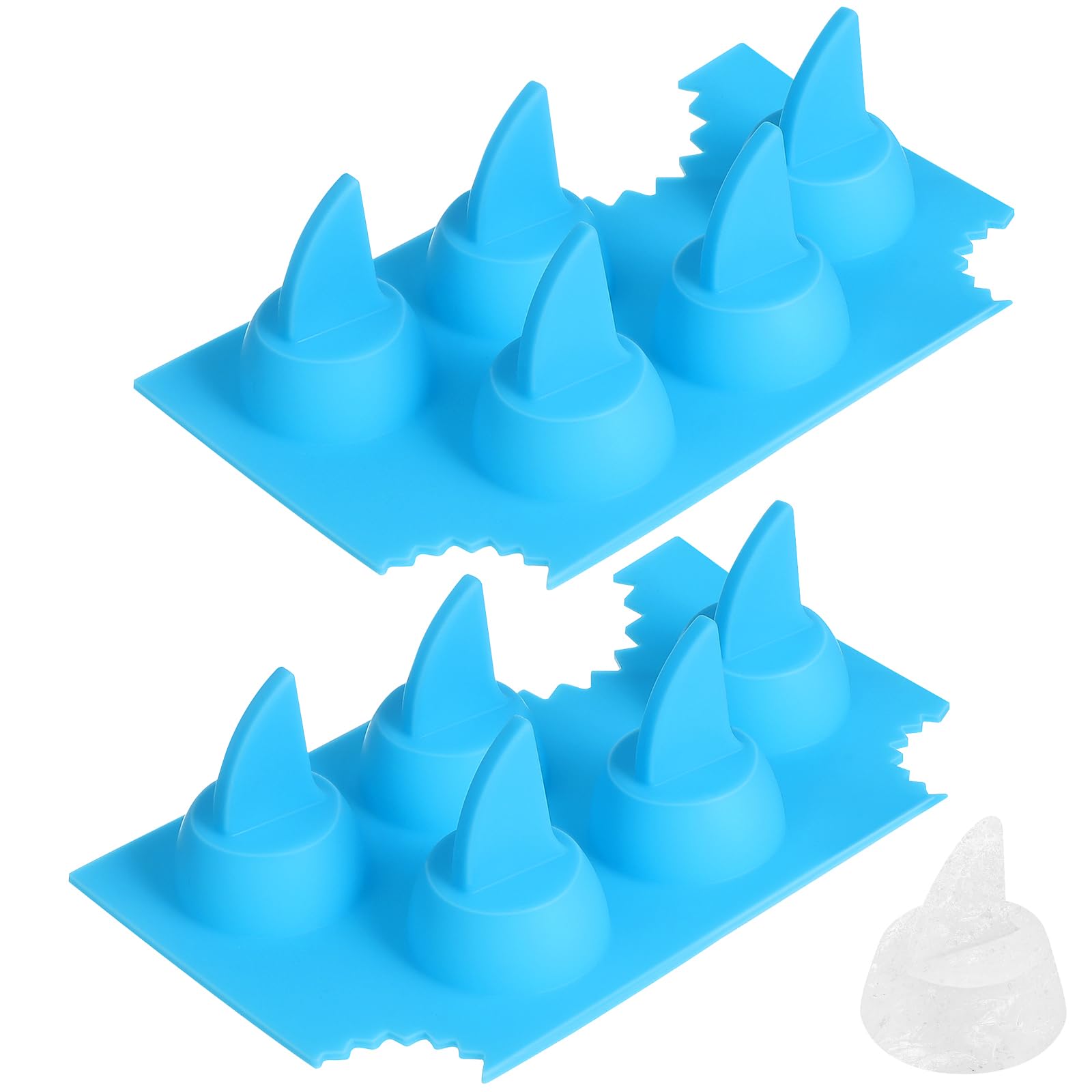 2 Pack Cubiteras de Silicona con Forma de Aleta de Tiburón miniatura 7