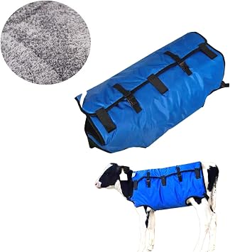 Calf Blanket Goat Coat with Fleece Windproof Winter Blanket for Alpaca, Calves, Sheep, Goat, Foal, Donkey with Thickened Fully Belly Protection Large Size