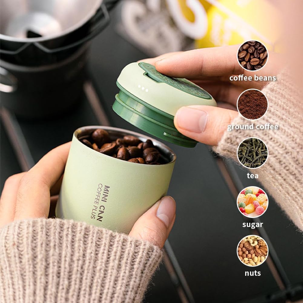 watchget Portable Mini Airtight Coffee Canister for 1cup, Green