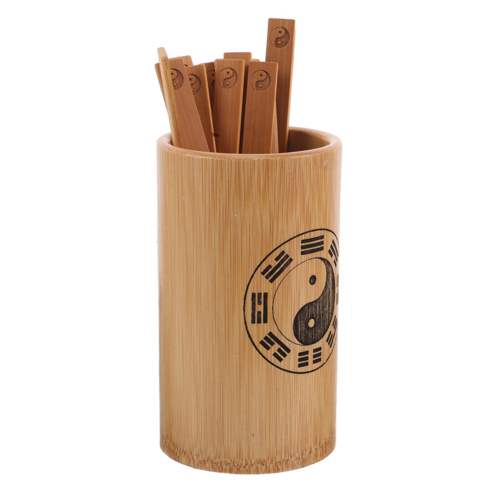 TOYANDONA Jeu De Bâtons De Divination Chinois Bambou Vintage avec Seau Et Livret Accessoire Traditionnel pour Apprentissage du Classique De La Mutation Compact Et Lisse pour Jeu De Divinatio