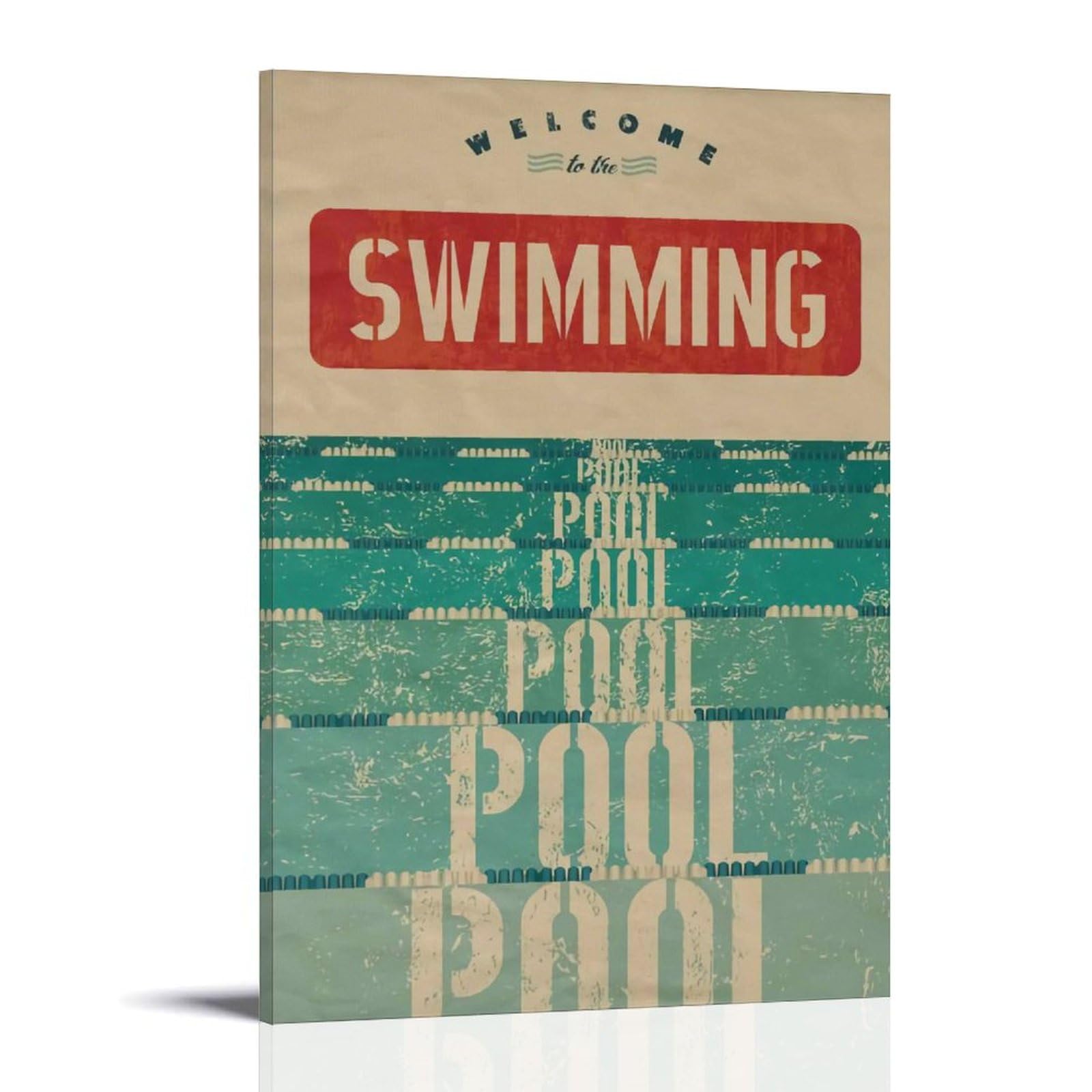 Whbaq Frame-Style Vintage Swimming Poster Swimming Pool Poster Canva Colourfast Wall Art Decorative Painting For Living Room Bedroom Home Decor 16X24inch(40X60cm)