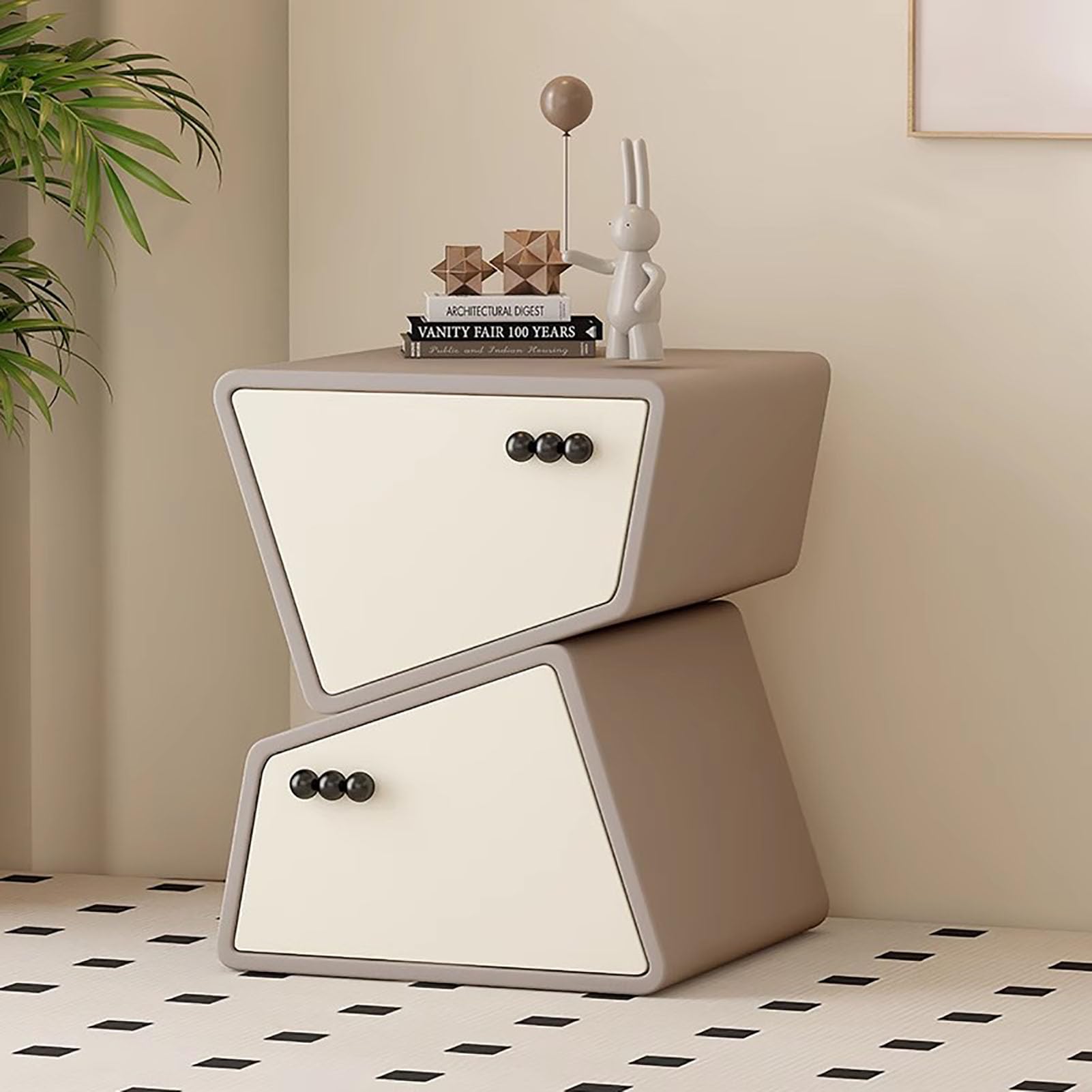 SXZenSpace Wood Creativity Nightstand,2-Layer Modern Bedside Table End Side Decoration for Bedroom Living Room,B,45x40x50cm(18x16x20inch)