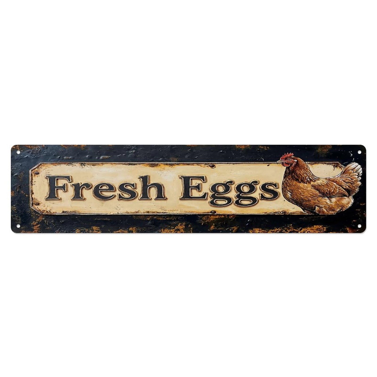 Vintage Fresh Eggs Organic Farmhouse Metal Tin Sign