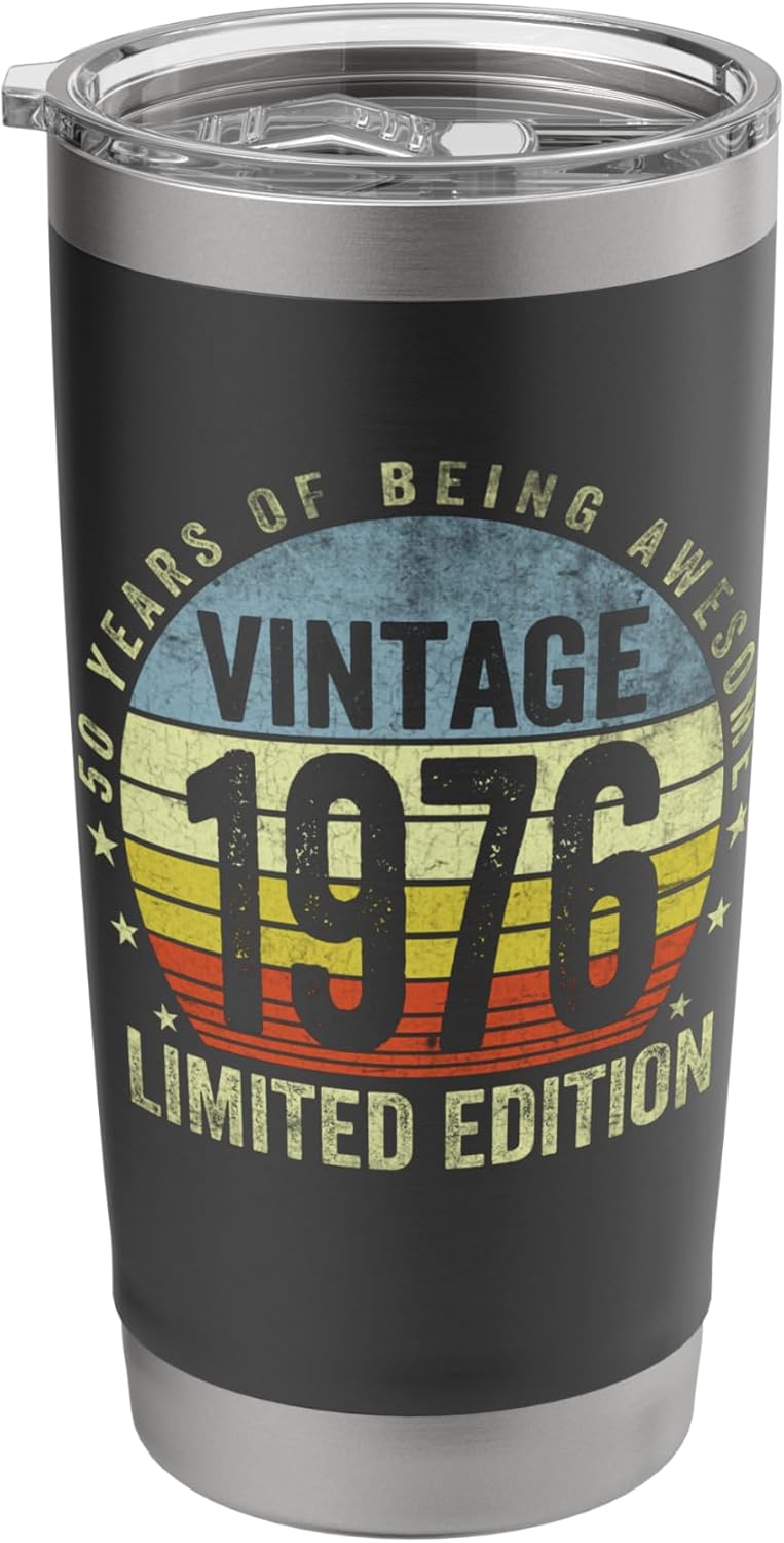 Vintage 1976 50th Birthday Gifts 50 Years of Being Awesome Stainless Steel Insulated Tumbler