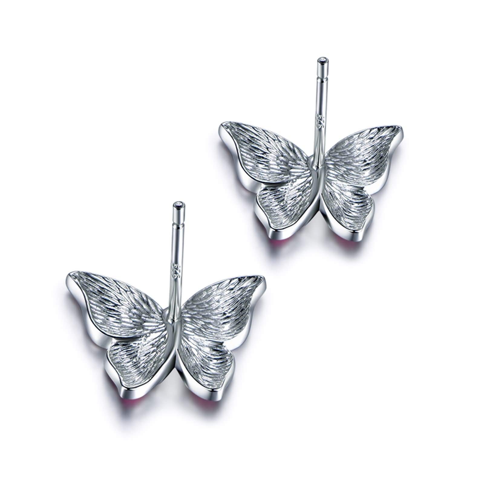 Diamant-Ohrringe für Damen, Ohrringe aus 18-karätigem Weißgold mit Emaille-Schmetterling und Diamant-Ohrringen