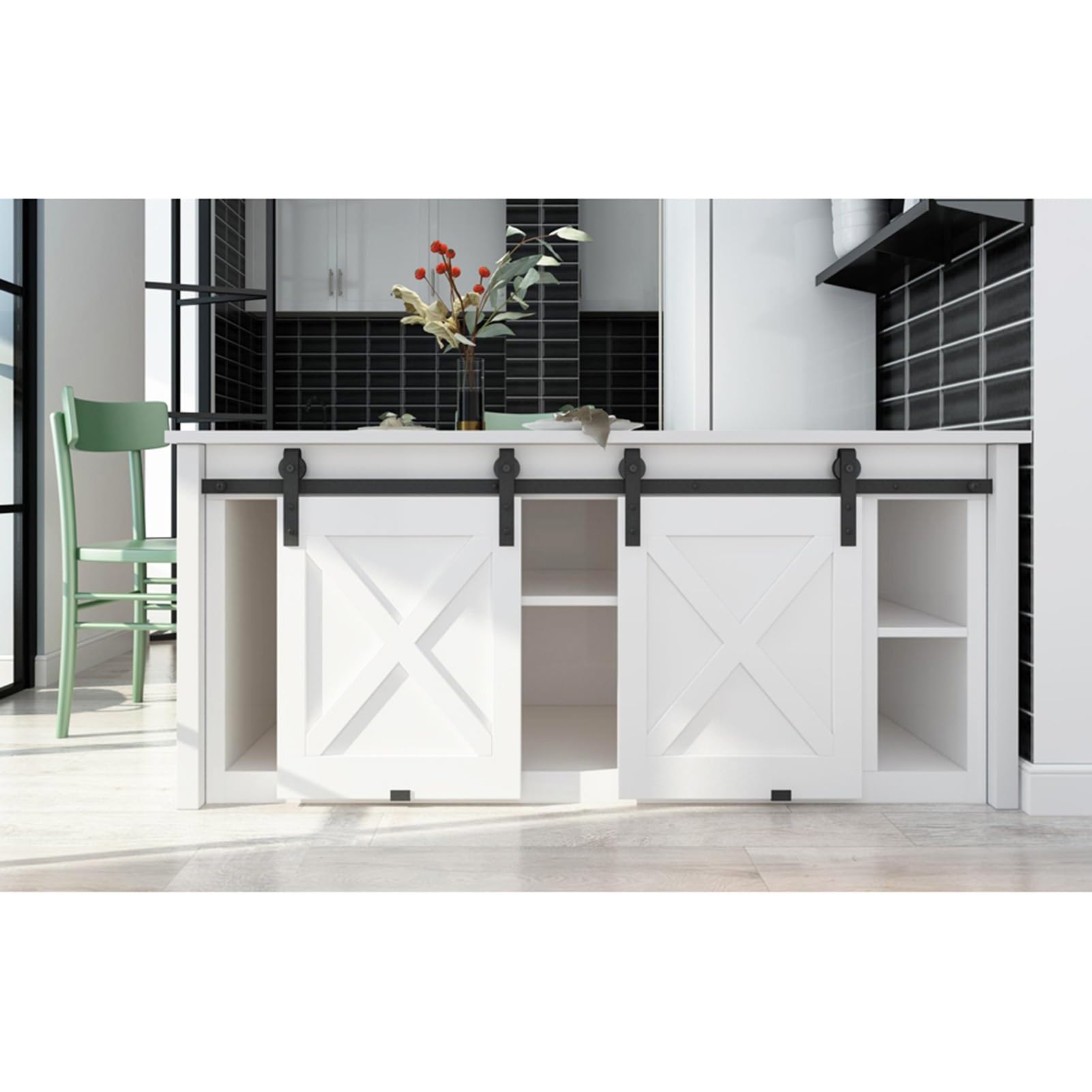 Kit quincaillerie pour porte de grange coulissante super mini rail pour petit espace