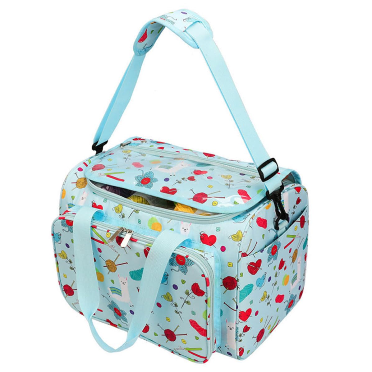 TOYANDONA Borsa Portaoggetti per Lavorare a Maglia Oxford Blu Grande Capacità, Design Portatile e Multi-tasche per Organizzare Oggetti Personali e Domestici