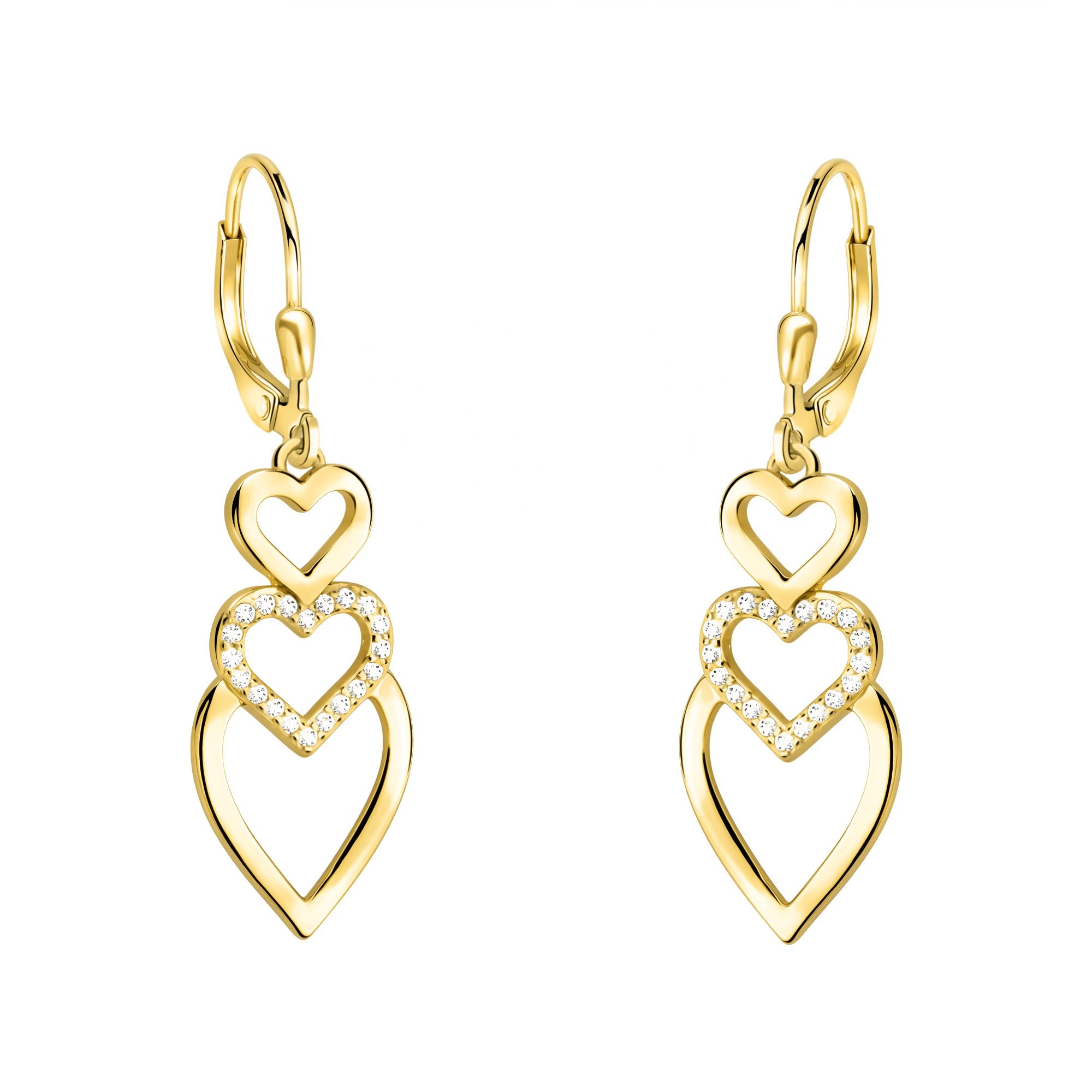 SOFIA MILANI - Damen Ohrringe 925 Silber - mit Zirkonia Steinen - Dreifaches Herz Ohrhänger