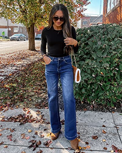 Grapent Women's High Waisted Wide Leg Pants Womens High Waisted Jeans For Women Stretch Bootcut 70S Clothes For Women's Baggy Jeans Womens Jeans Size 10 Color Dark Blue Size 8 Size 10 #TOP4