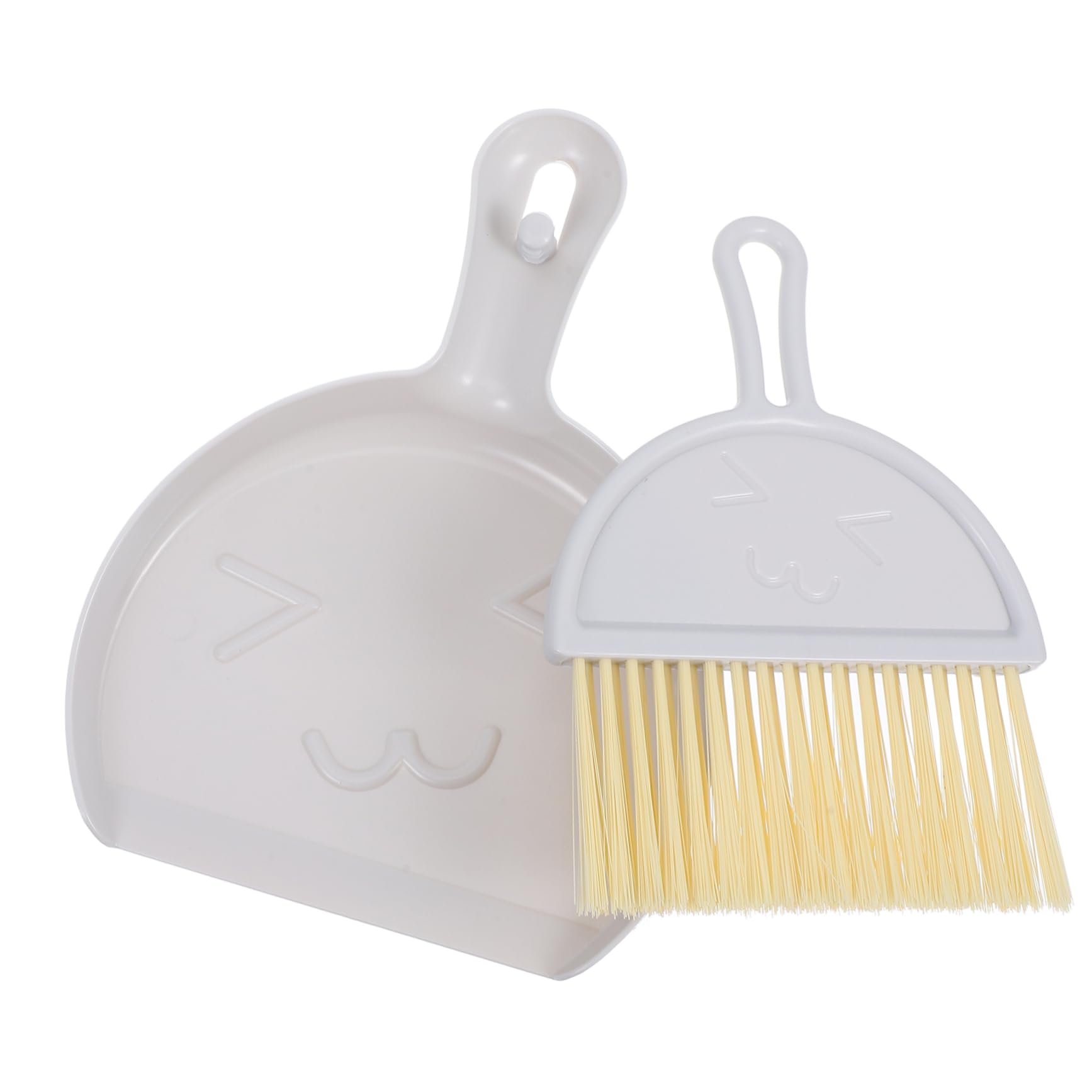 Unomor Ergonomic Dust Pan Long Handle Mini Broom and Dustpan Set Handheld Whisk Broom for Home Cleaning Small Brush Pan Light Grey