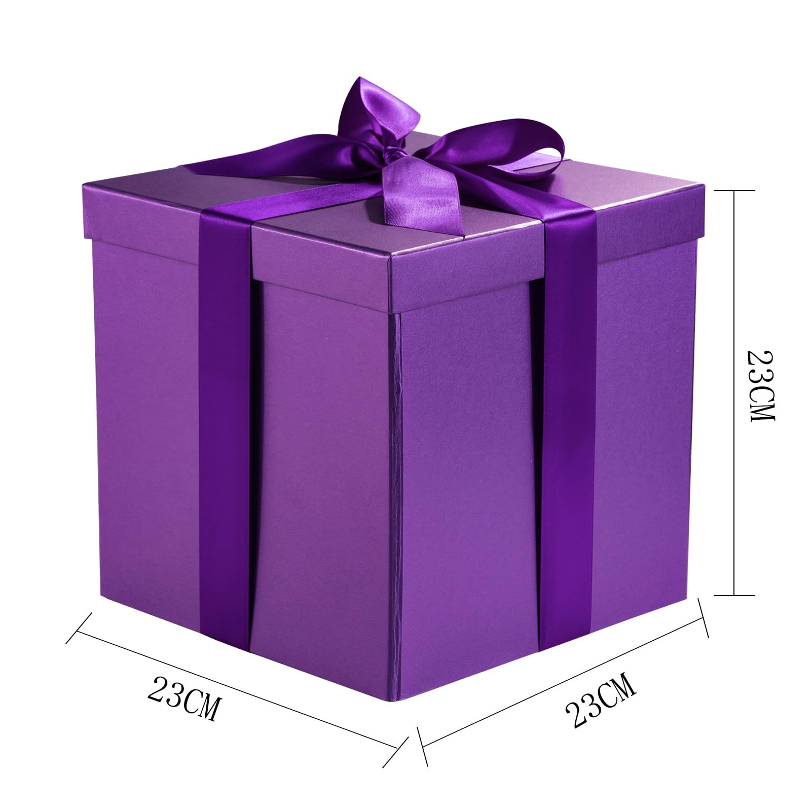 Grande Boîte Cadeau Rose Vide 32x32x25 Cm - Avec Ruban, Papier De Soie, Carte - Pour Mariage, Anniversaire, Cadeaux Volumineux