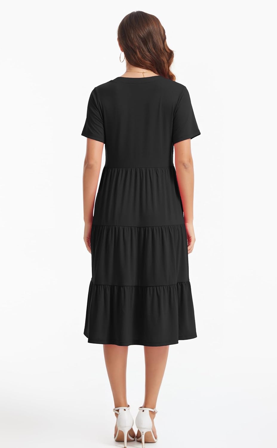 Women's V Neck Dress 2025 Lounge Fashion Casual Loose Fit Flowy Swing Tiered Vacation Dresses - Image 5