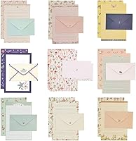 EBOCACB 81pcs Stationery Paper & Envelopes Set: 54 Sheets + 27 Envelopes in 9 Cute Styles for Letters & Invites