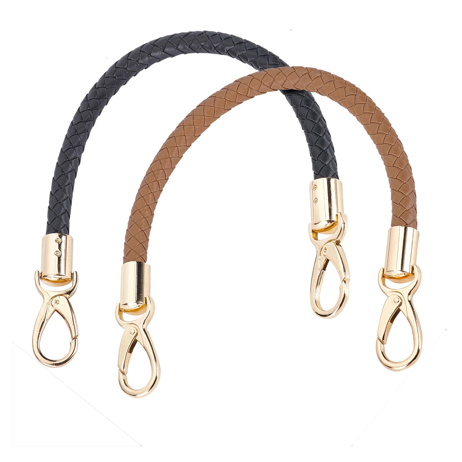 PH PandaHall PU Leather Bag Handle - Black/Peru Purse Strap Replacement 16.3"/41.5cm With Lobster Clasp for Underarm, Shoulder, Handbag, Tote, Satchel