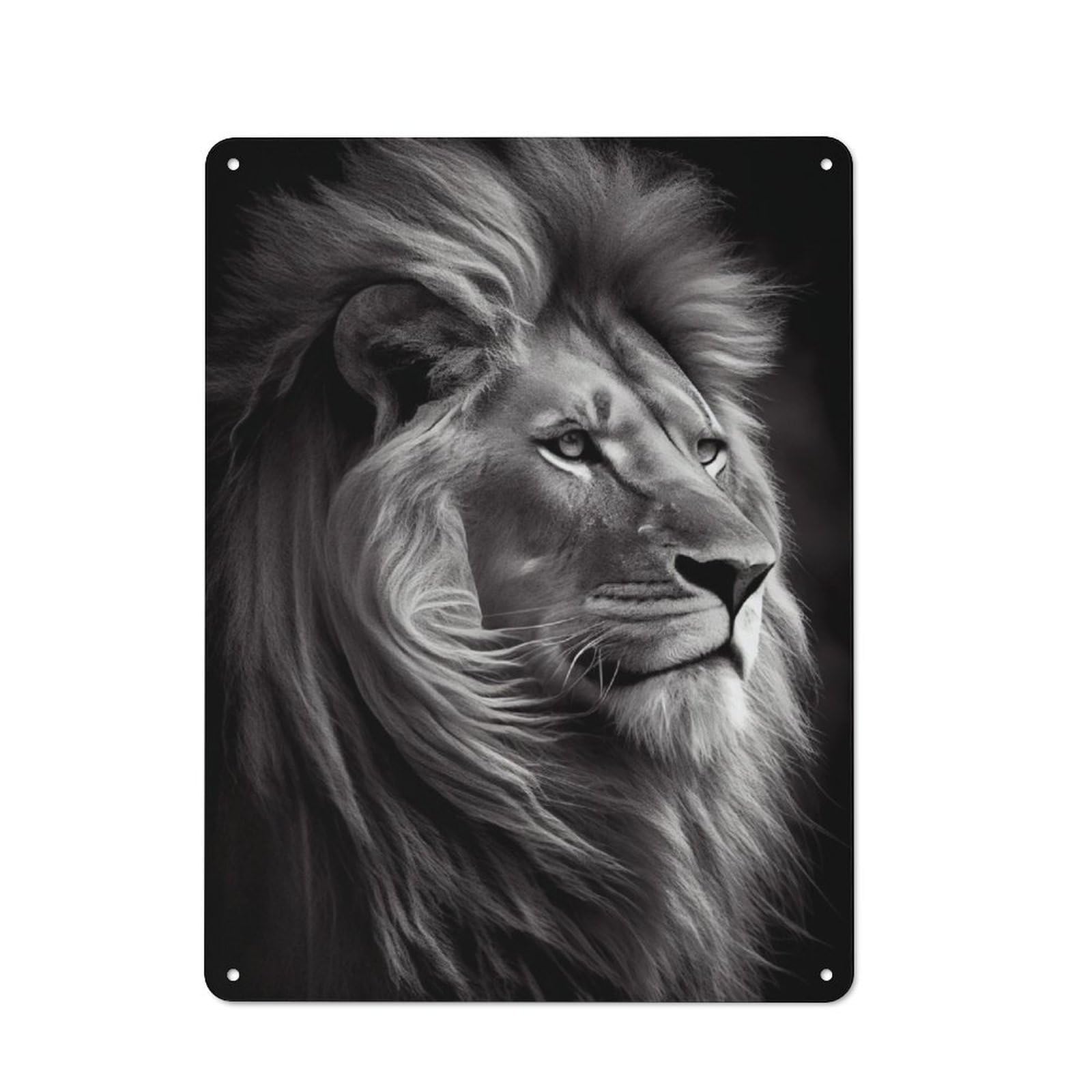 Junmoney Lion Portrait For Lounge Or Reading Corner, Rustic Tin Sign 40X30cm, For An Autumn Update To Lounge And Reading Corner