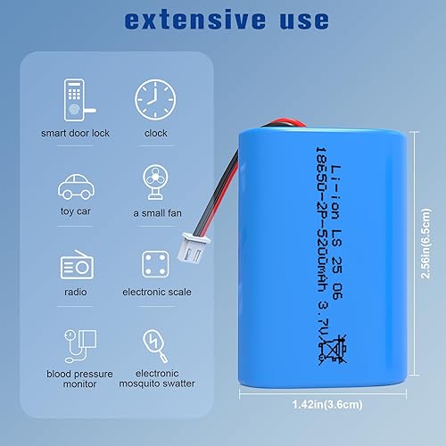 Miniatura 2 de Paquete de baterías de iones de litio recargables de 3.7V 5200mAh, XH 2Pin Plug Baterías de iones de litio de 3.7 voltios con cable de cargador USB,