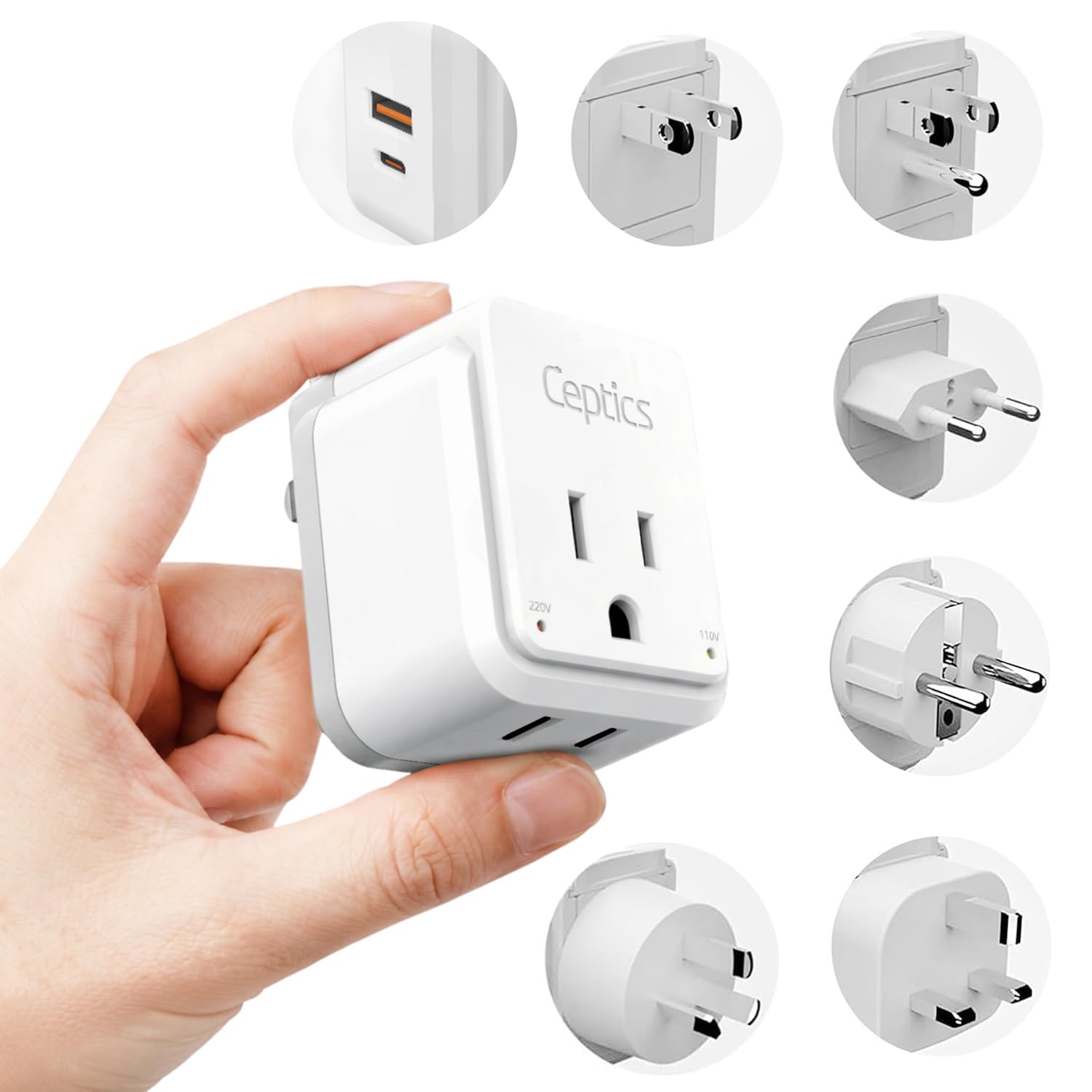 Amazon.com: Ceptics World Power Plug Adapter Set, Dual USB & USB-C