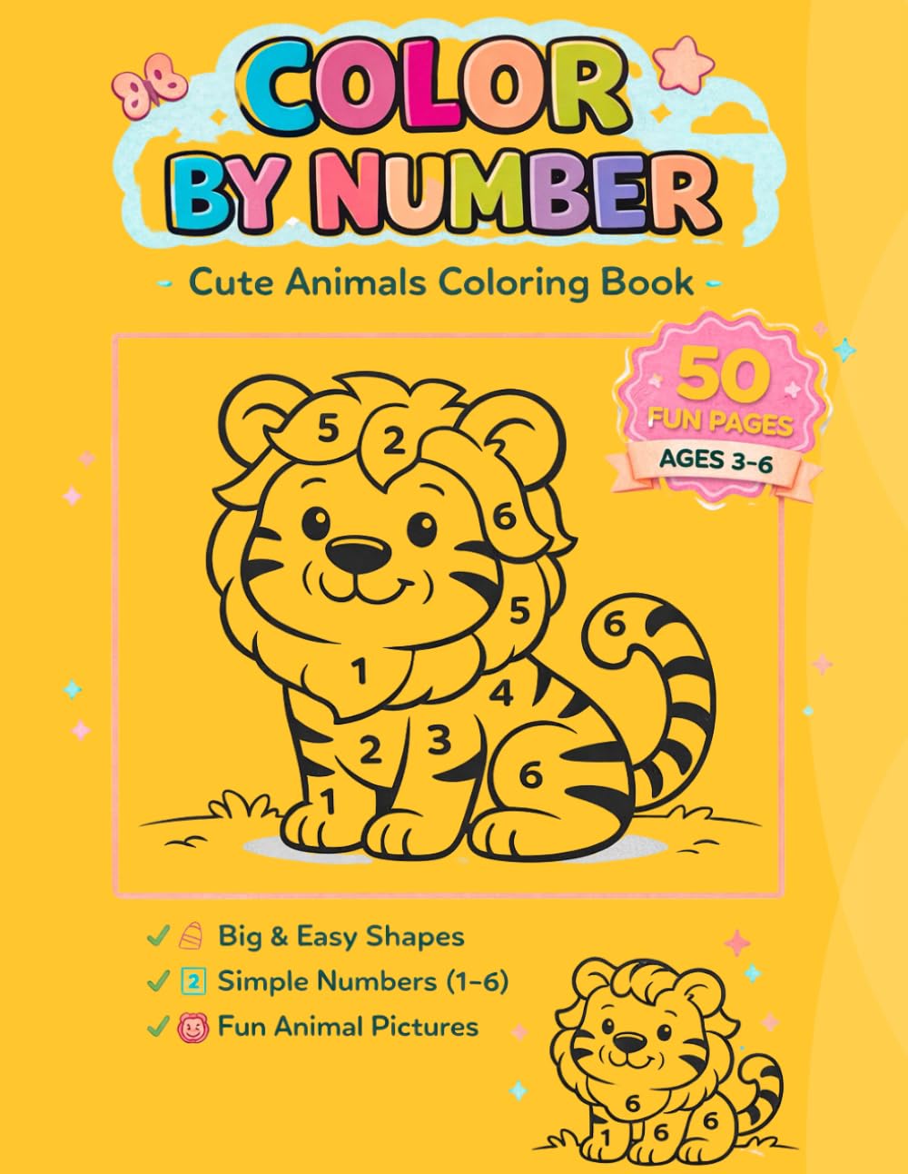 Color by Number – Animal Friends: Fun Pages | Cute Animals | Big Shapes for Preschool Kids