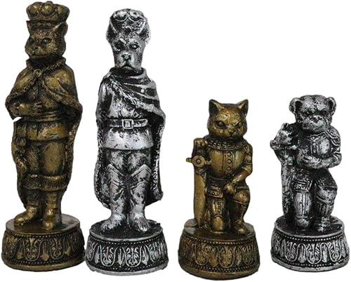 Miniatura 4 de Ebros Age Old Feud Animal Kingdom Cats Versus Dogs Royal Battleground - Juego de ajedrez de resina con tablero de vidrio esmerilado a cuadros