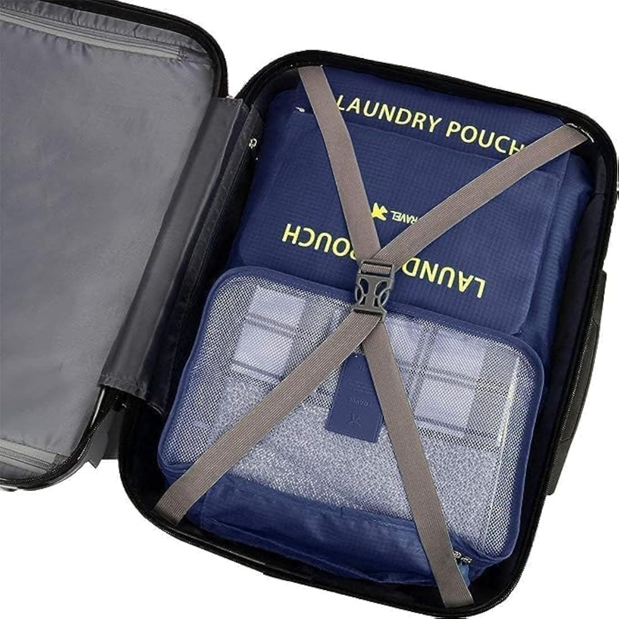 6 Pcs Travel Packing Organiser Bags, Navy Blue