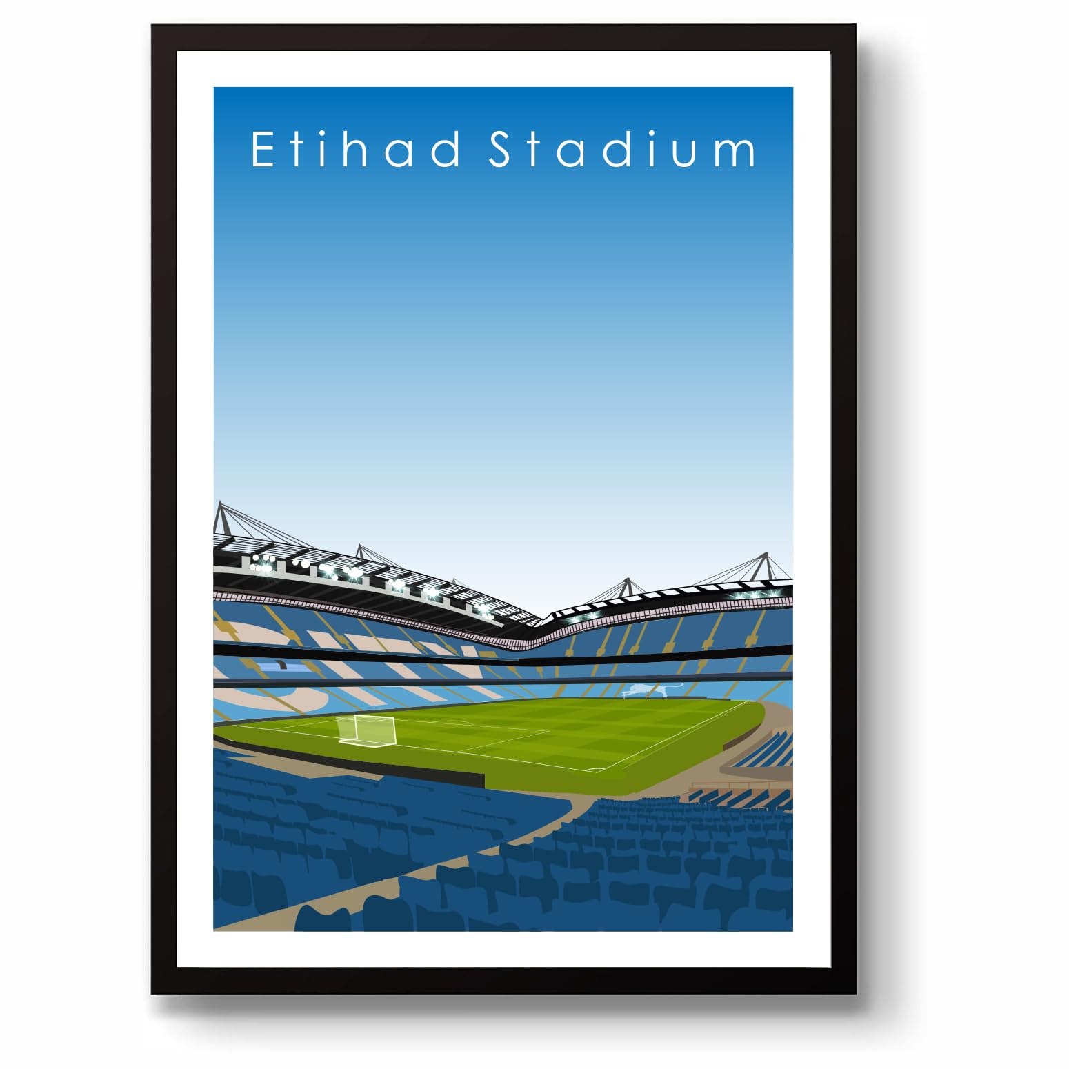 GroundDesigns MANCHESTER CITY Football Gift ETIHAD STADIUM Art Unframed A3 Print MCFC