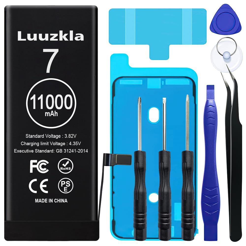 11000mAh (2024 New Upgrade) Battery Compatible with iPhone 7/7G, Super Capacity Battery Replacement Compatible with iPhone 7/7G, with Full Tool Kits-0 Cycle High Capacity-24 Months Service