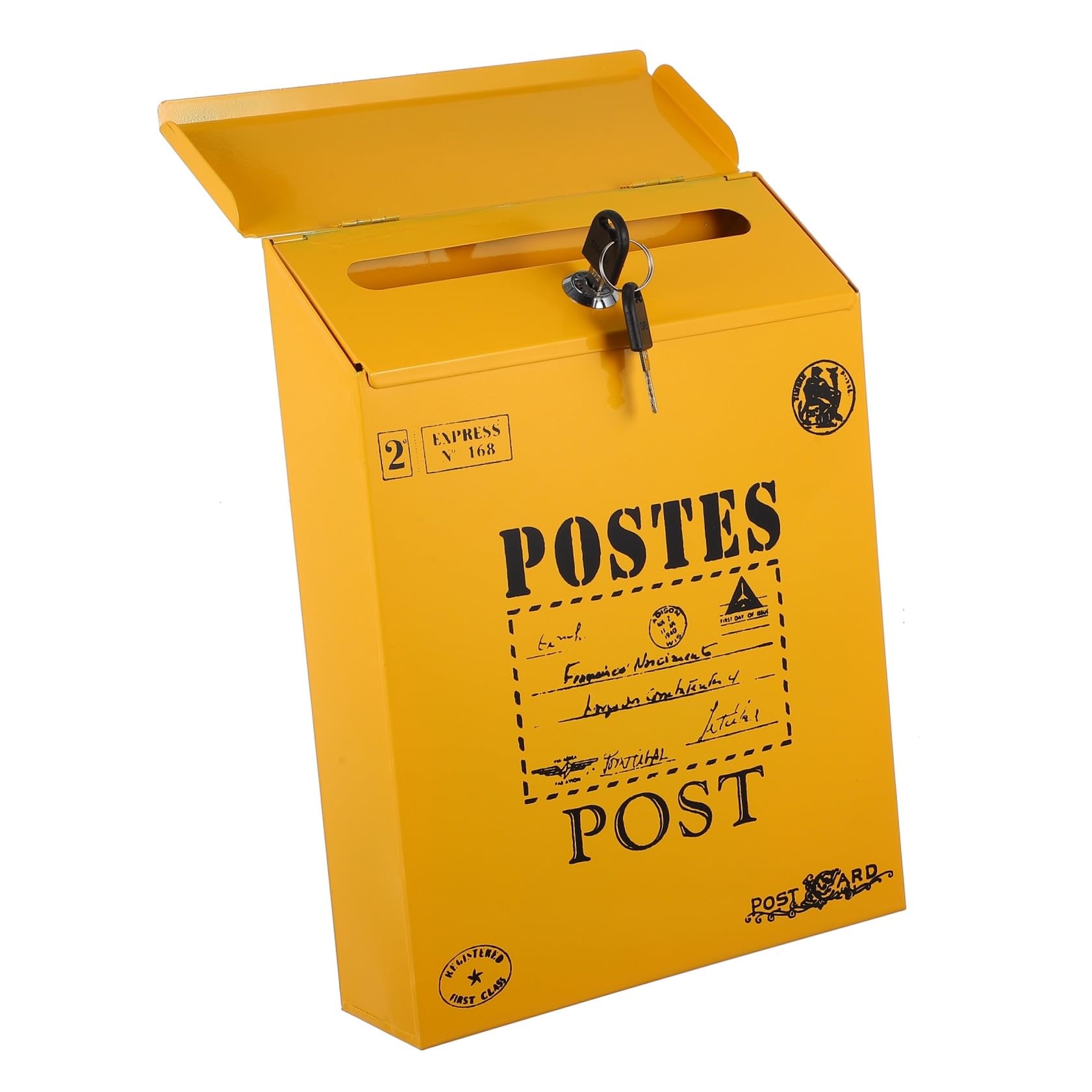 Boîte aux lettres verrouillable Beavorty rétro en métal rustique pour mur extérieur