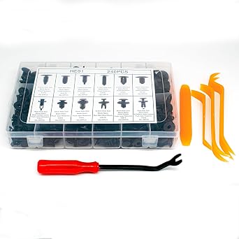 Sonilco 240 PCS Car Retainer Set Plastic Rivets & Fasteners Push Pin Kit Bumper Fender Door Trim Panel Clips Assortment with Removal Tools Popular Sizes Compatible with GM Ford Toyota Honda Chrysler