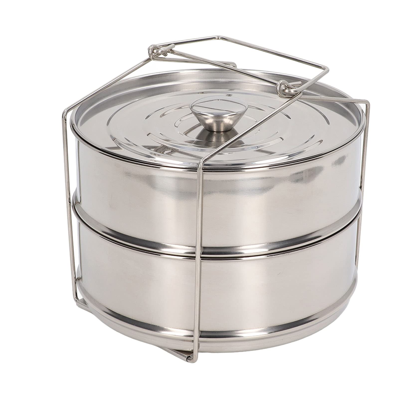 Inserto de para Olla, Olla Interior de Olla Instantánea de Acero Inoxidable 304, Cesta de Vaporera Apilable de 2 Niveles con Tapa, Ollas de para Cocinar en la Cocina