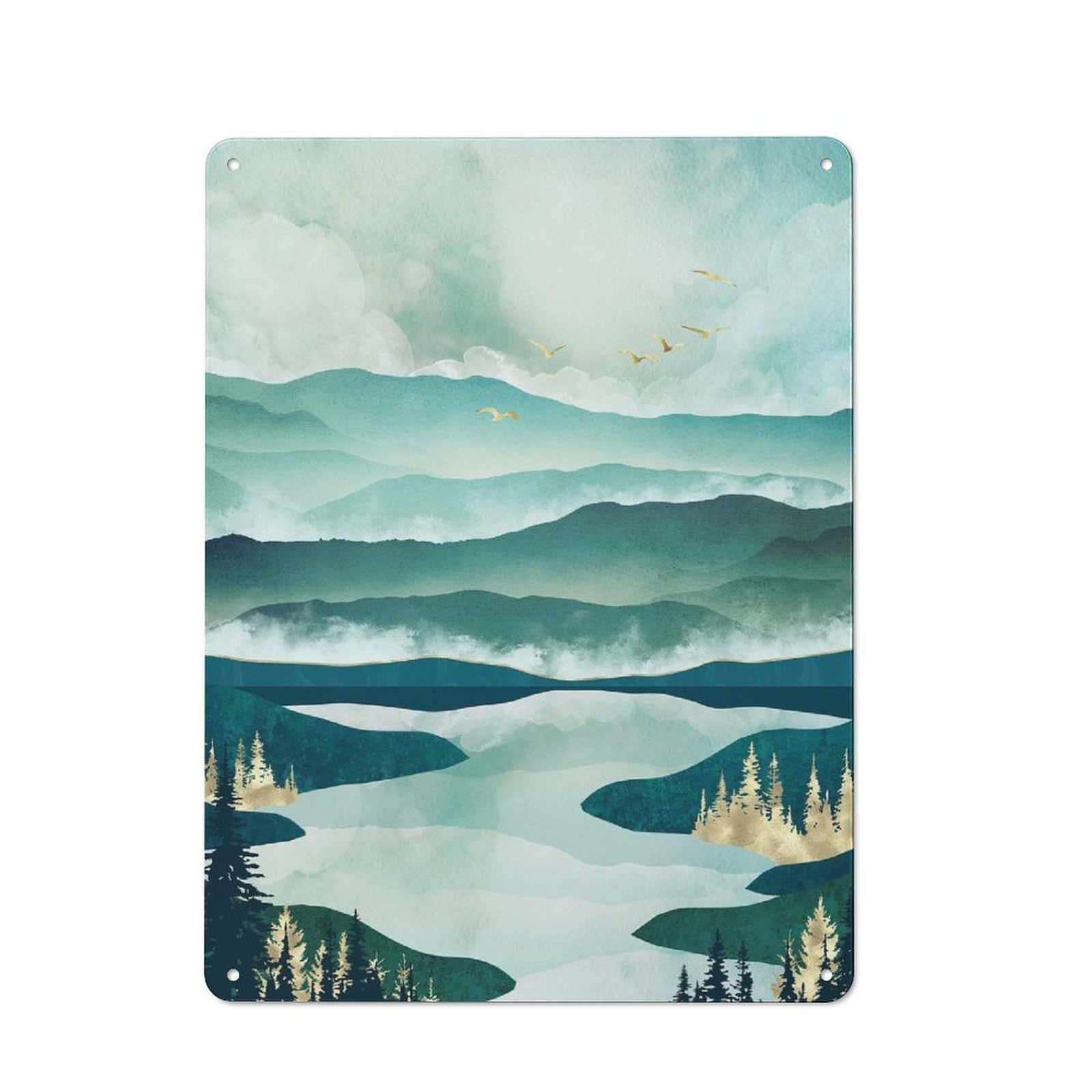 Junmoney Style-5 Casual Misty Lake Garden Room Metal Sign 40X30cm, Porch Wall Decor For Conservatory, Home Bar Or Utility Room