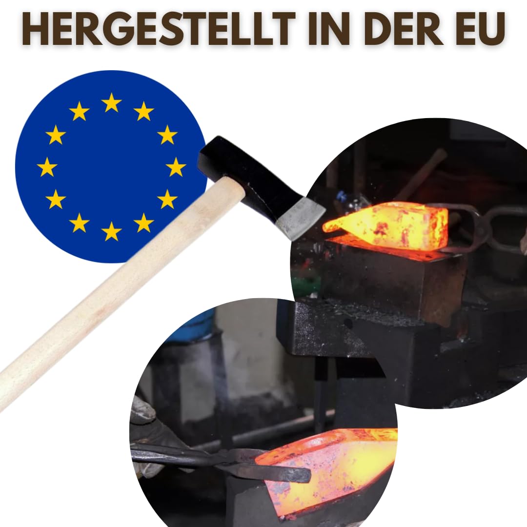 5kg Axt/Spalthammer – Spaltaxt mit Holzgriff – Hochwertiger Spalter Hammer/Beil – Hergestellt in der EU