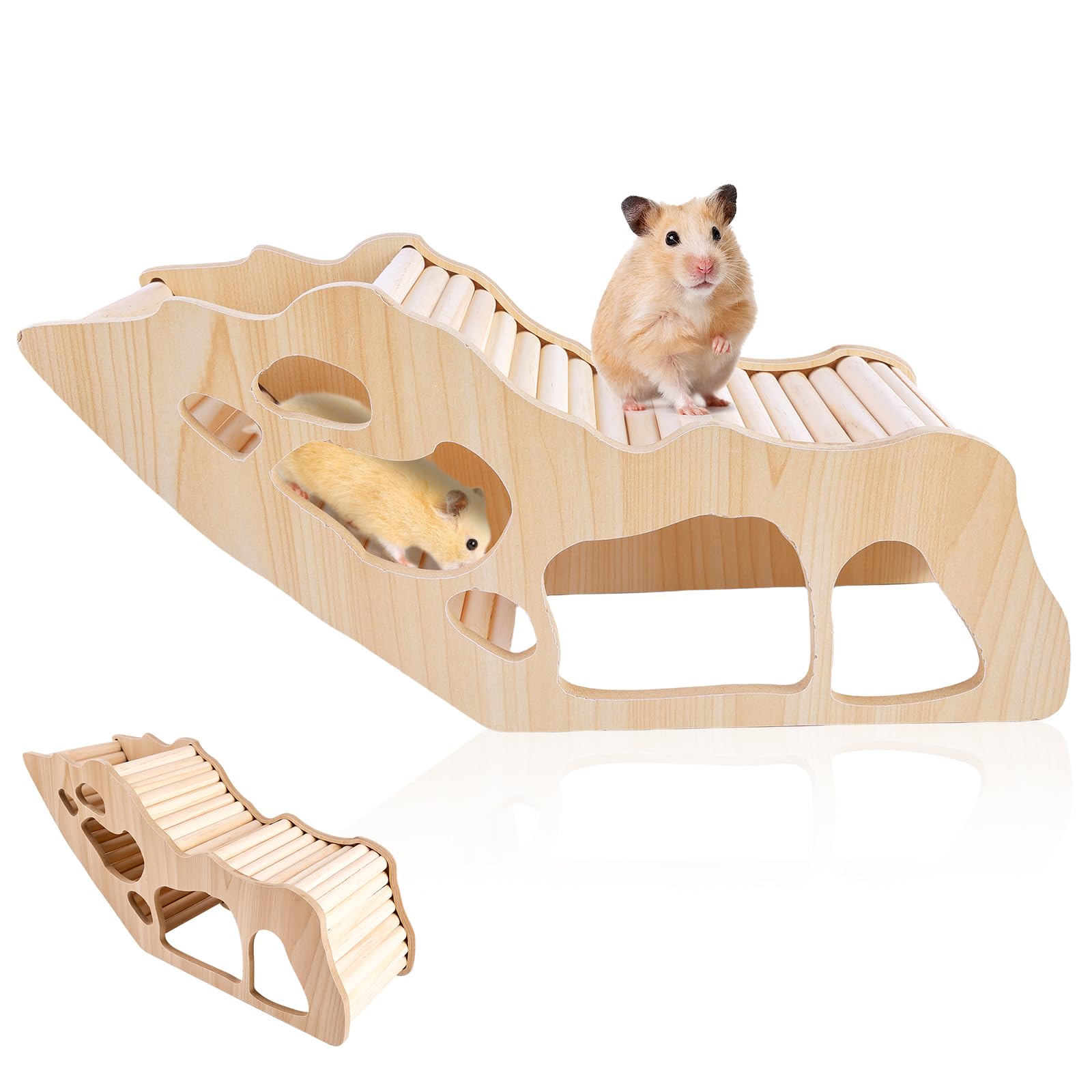 PRITOK Wooden Hamster Tunnel: Hamster Hideout House with Climbing Ladder