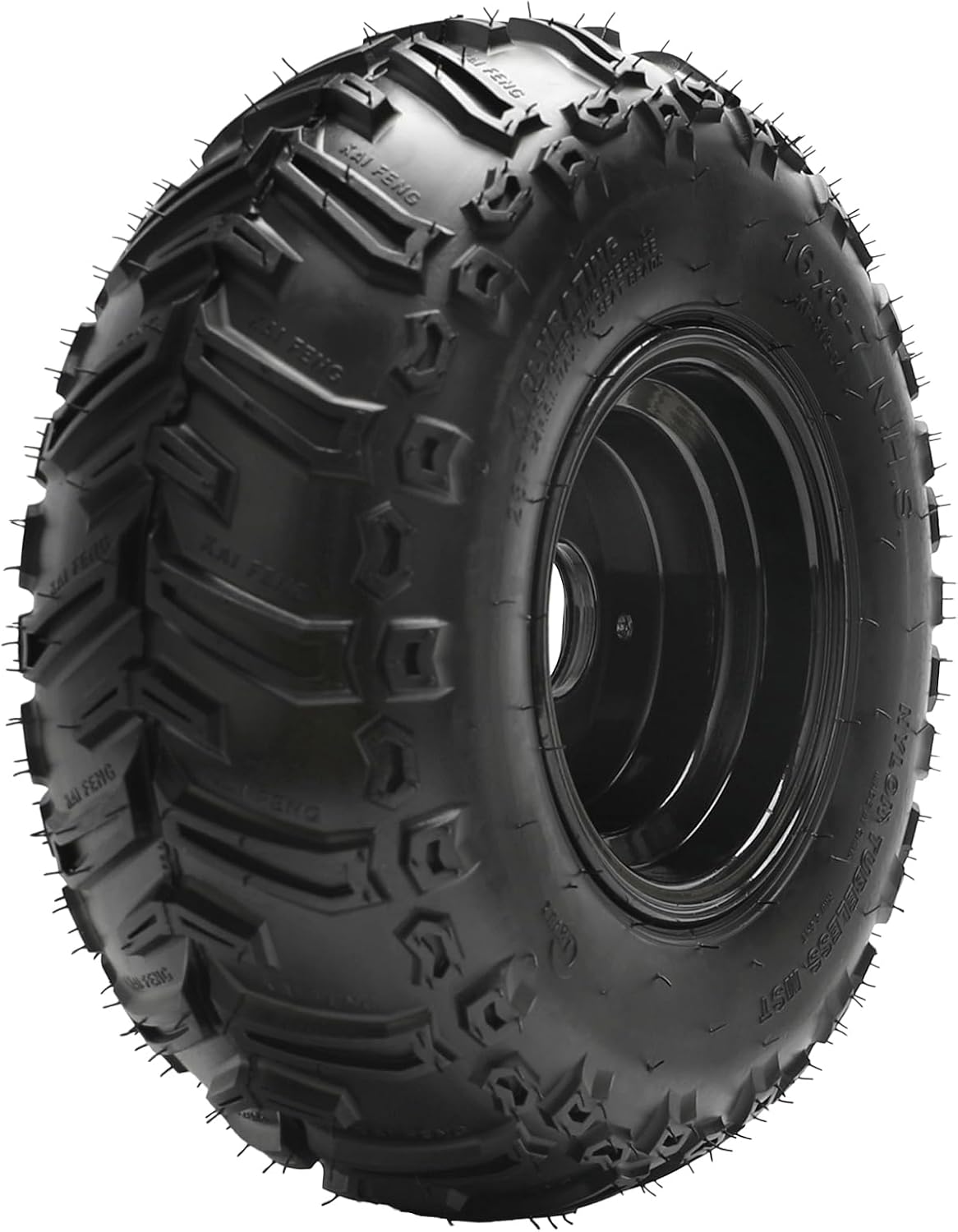 2 Pack 16x8-7 ATV Go Kart Tire Wheels with 3 Bolt Aluminum Rim, Tubeless Nylon 4PLY Tires and Rear Wheel Hubs for Drift Trike, UTV, Buggy, Golf Cart, Lawn Mower, Mini Bike (23T Spline Hubs)