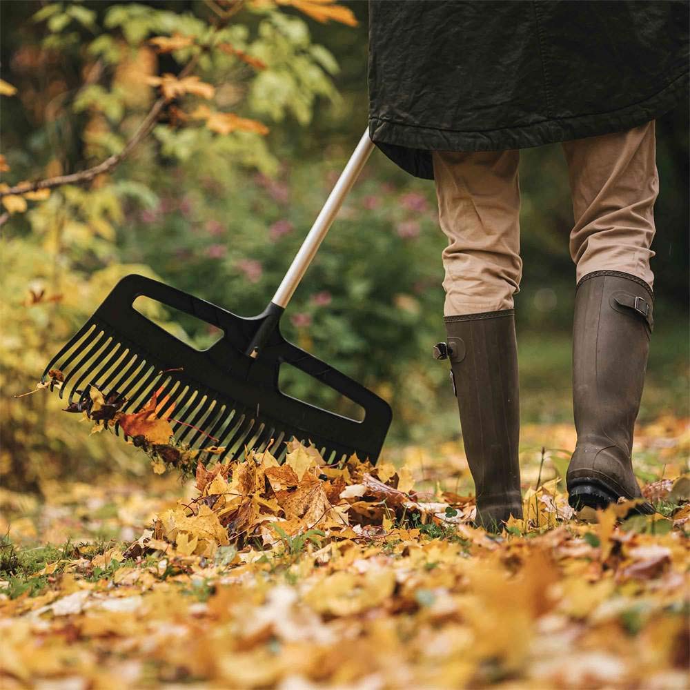 Fiskars Laubbesen mit extrem strapazierfähigen Zinken, Länge: 176,5 cm, Breite: 61,5 cm, Schwarz/Orange, Aluminium/Kunststoff, XXL, Xact, 1027036