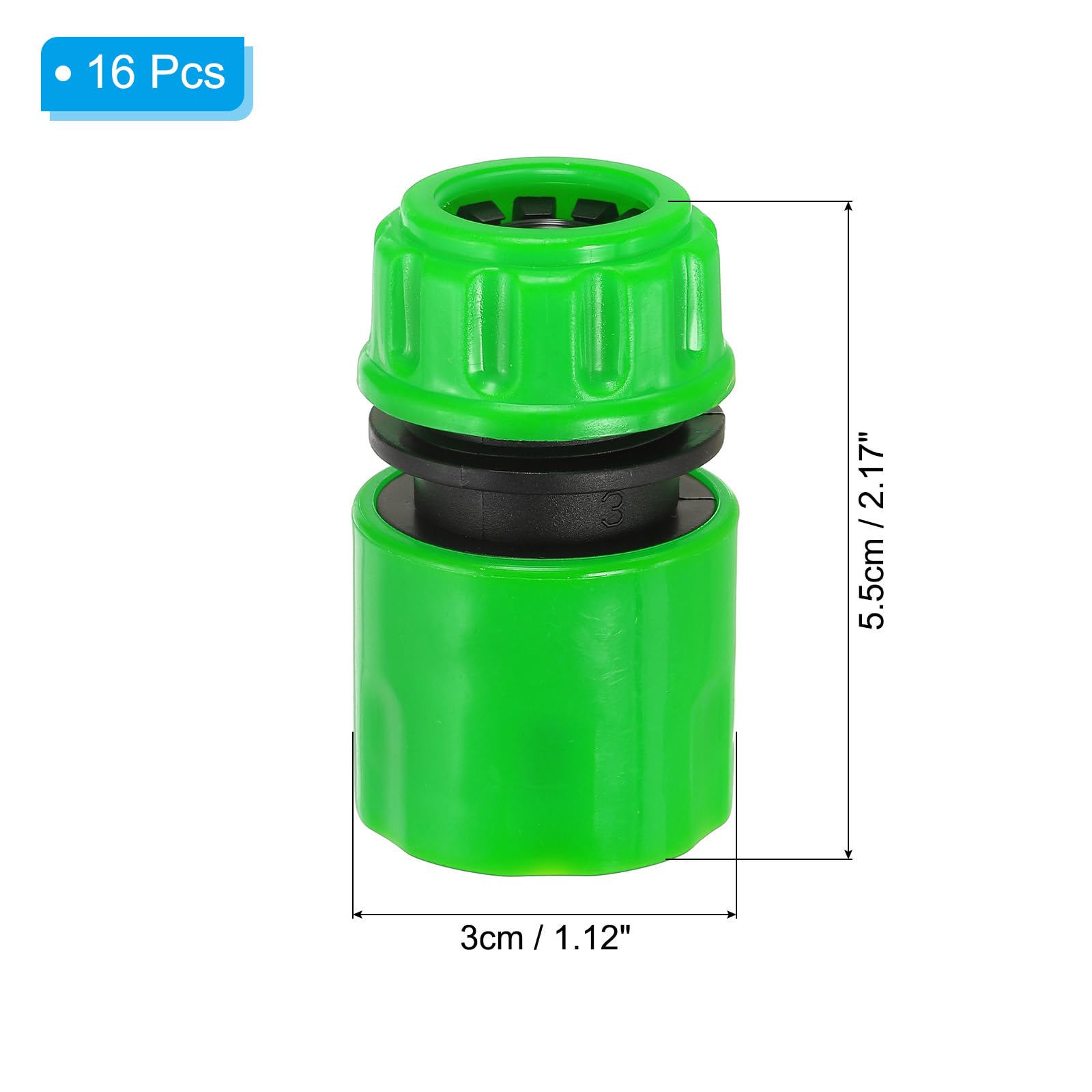 PATIKIL 1/2" Garden Hose Quick Connector Repair Extender, 16 Pcs Plastic Garden Water Hose Connectors Fittings Leakproof Design, Green - Image 2