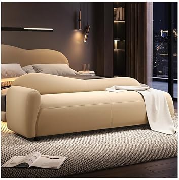 End of Bed Bench Bedroom Bedside Stool Sofa Chaise Longue Small Apartment Bench Cream Style Simple Storage BenchesLight Yellow,Medium