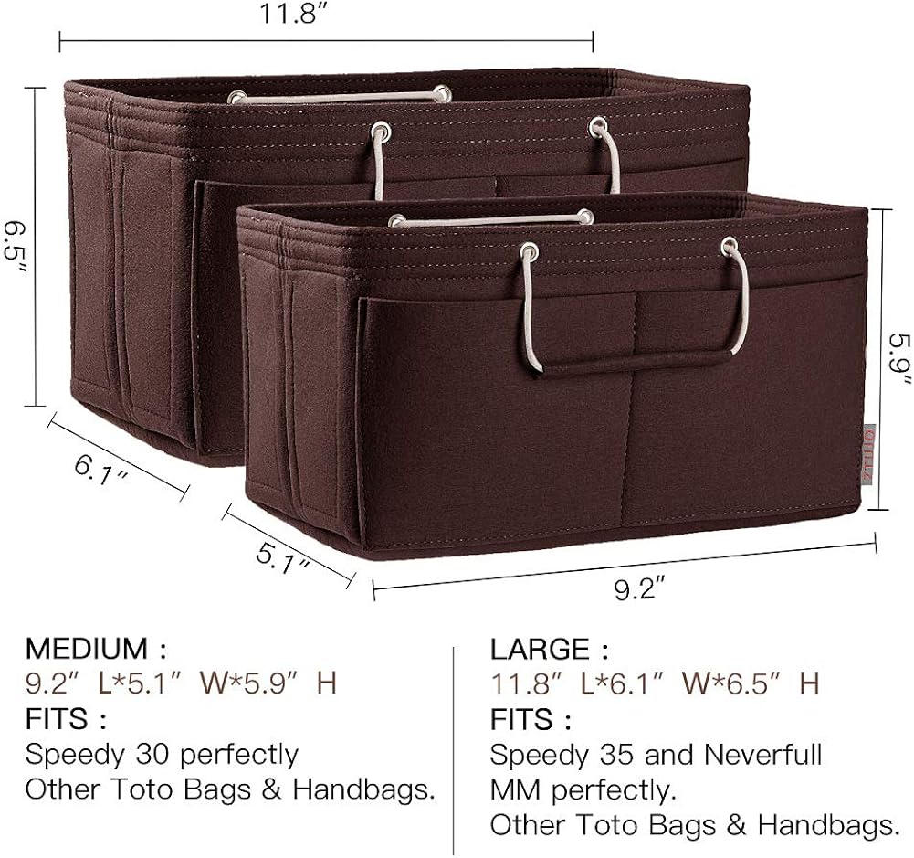 Miniatura 2 de Organizador de bolso, organizador de bolsos de fieltro con múltiples bolsillos, inserto organizador de bolsos con asas, mediano, grande, XL, Gris,