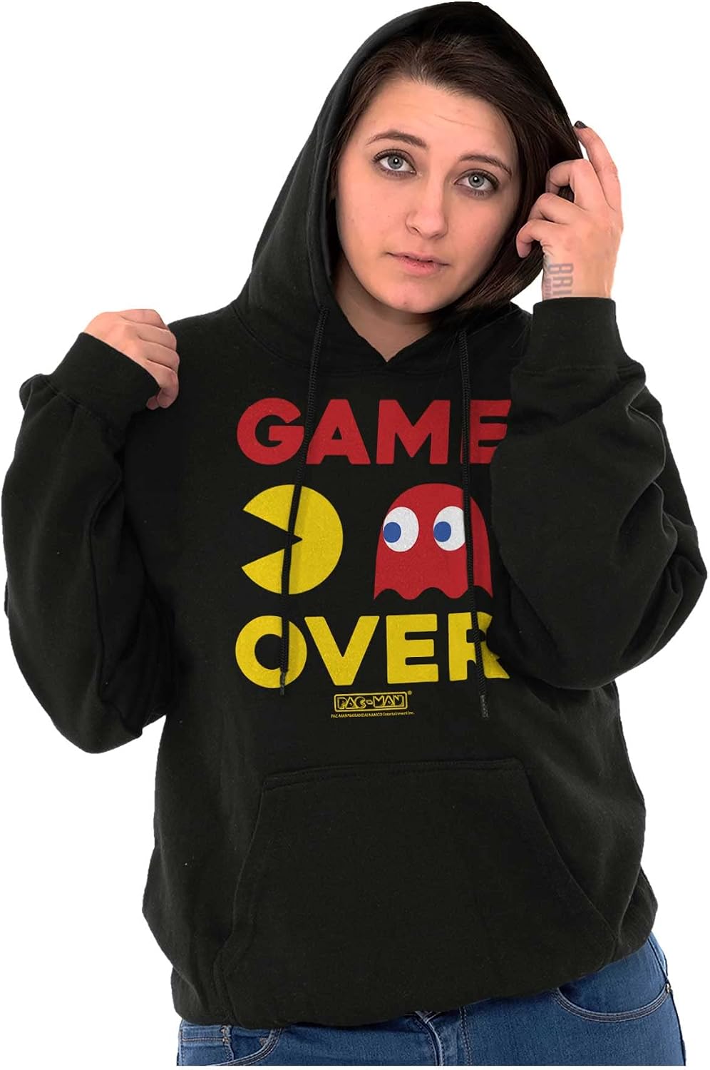 Brisco Brands PACMAN Game Over Blinky Ghost Hoodie Sweatshirt Women Men