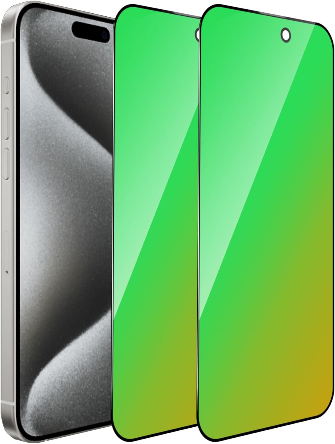 2 Pack for iPhone 15 pro max Privacy Screen Protector Tempered Glass for 15 pro max 6.7inch Gradient Green Anti Spy Anti Blue Light Full Coverage Easy Installation Bubble Free