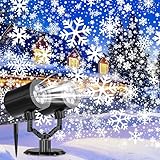 Christmas Projector Lights Outdoor, GUSODOR Dynamic Snowflake Projector IP65 Waterproof 360°Rotating LED Projection Lights for Indoor Outdoor Christmas Decoration, Holiday, Yard Decor-Dual-Head B