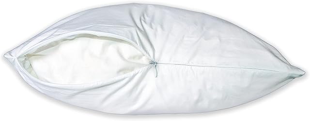 Luxorate Luxury Zipper Close 233tc 100% Cotton Downproof Feather proof Cushion Pillow Protector White or Cream (White, 18x18)