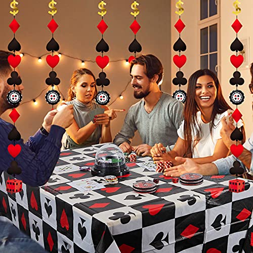 7 Pieces Casino Party Decorations Tablecloth Foil Hangings Table Cover Party Ceiling Game Night Party Decorations For Birthday Party Supplies (Casino Color) #TOP1