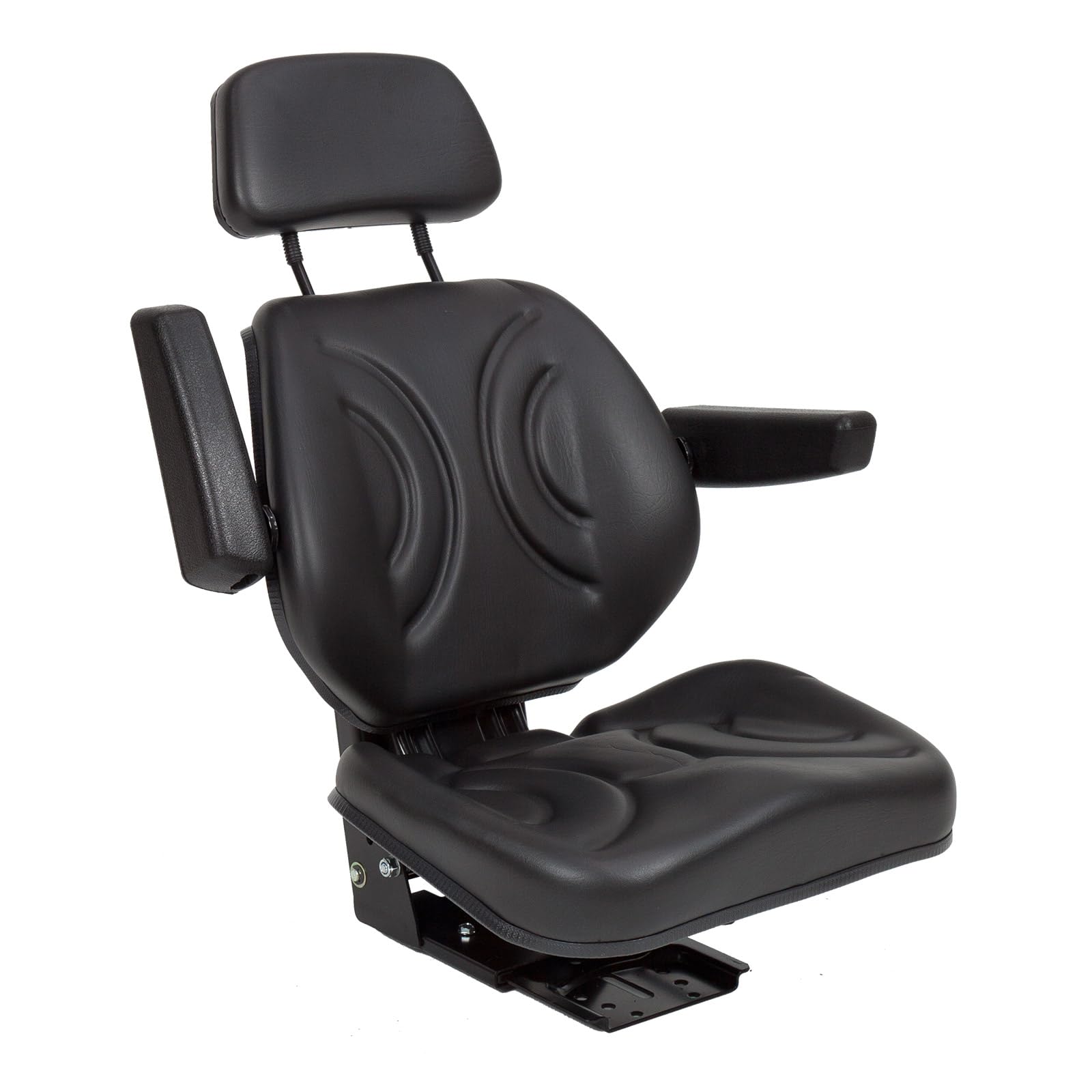 DEMA Traktorsitz Schleppersitz ST11BS-07BE – schwarzer Sitz mit Armlehnen und Kopfstütze, ergonomisch, komfortabel, ideal für Traktoren und Nutzfahrzeuge, langlebig, verstellbar, für lange Fahrten