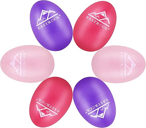 EastRock Juego de coctelera de huevos de plástico, 6 piezas, mezcladores de percusión musicales, instrumentos de percusión de maracas musicales