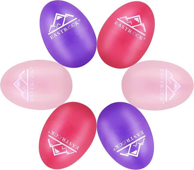 EastRock Juego de 6 cocteleras de plástico para huevos, color rosa, morado, rosa oscuro, maracas | Agitadores musicales Instrumentos de percusión Material ABS Juego fácil para principiantes Adultos Regalo