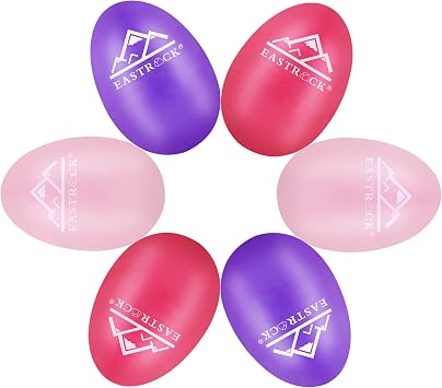 EastRock 6 PCS Plastic Egg Shaker Set Pink Purple Darkpink Maracas