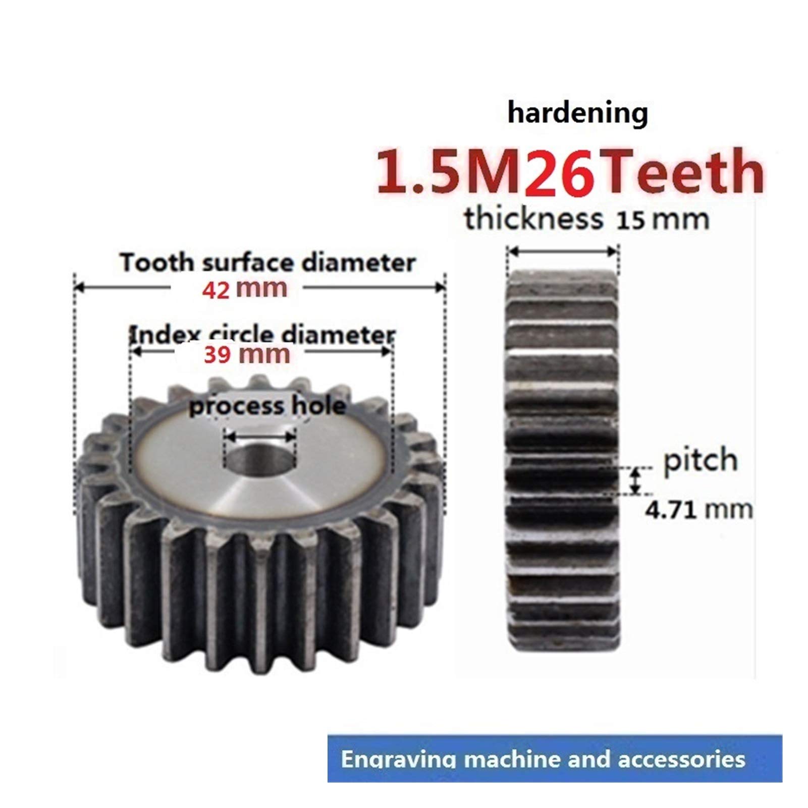 1pc 1,5 m 26teeth Ingranaggi in Ottone Ingranaggi ad Ingranaggi per Micro Motore e Abbigliamento Scatola di Ingranaggi CHFENG-GG. (Number of Teeth : 59 Teeth)